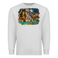 Dove Grey Happy Fall Y'all Owl Premium Sweatshirt - LillyAllenDesigns