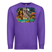 Purple Happy Fall Y'all Owl Premium Sweatshirt - LillyAllenDesigns