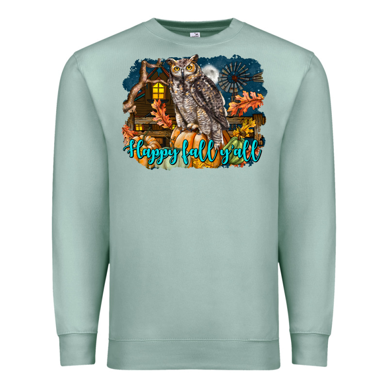 Happy Fall Y'all Owl Premium Sweatshirt by LillyAllenDesigns | Teevron