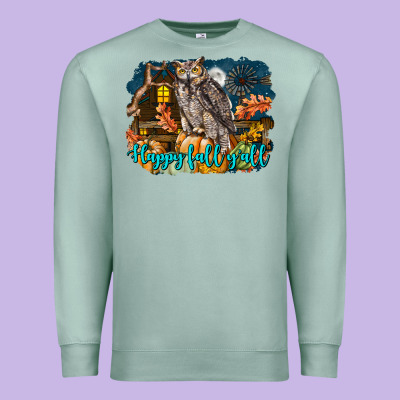 Happy Fall Y'all Owl Premium Sweatshirt Designed By Lillyallendesigns