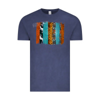 Vintage Denim Western Leopard Glitter Aztec Cowhide Pattern Brushstroke Vintage Tee - Bettercallsaul