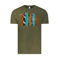 Vintage Olive Western Leopard Glitter Aztec Cowhide Pattern Brushstroke Vintage Tee - Bettercallsaul