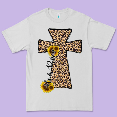 He Is Risen Leopard Cross Premium Tee Designed By Jahusdesignshop