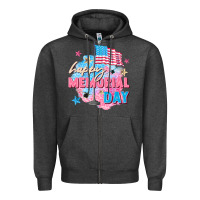 Charcoal Heather Happy Memorial Day Zipper Hoodie - FaDigitalArtStudio