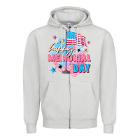 Dove Grey Happy Memorial Day Zipper Hoodie - FaDigitalArtStudio