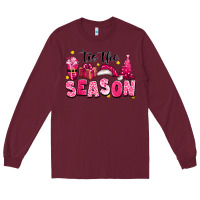 Burgundy Pink 'tis the season Christmas Long Sleeve Tee - texasbilliewilder