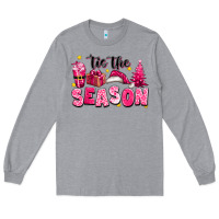 Heather Grey Pink 'tis the season Christmas Long Sleeve Tee - texasbilliewilder