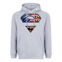 Heather Grey super american flag logo Heavyweight Hoodie - LillyAllenDesigns