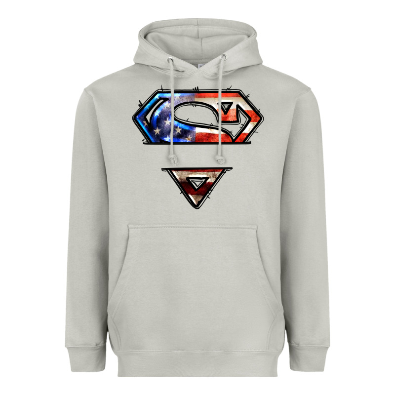 Super American Flag Logo Heavyweight Hoodie by LillyAllenDesigns | Teevron