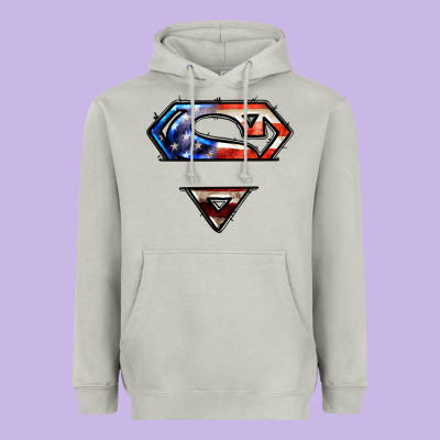 Super American Flag Logo Heavyweight Hoodie Designed By Lillyallendesigns