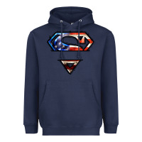 Navy super american flag logo Heavyweight Hoodie - LillyAllenDesigns