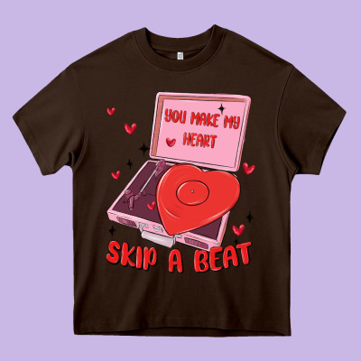 Heart Record Player Heavy Core Tee Designed By Maliassmallbusiness