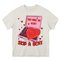 Cream heart record player Heavy Core Tee - MaliasSmallBusiness