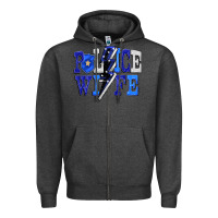 Charcoal Heather Police wife Zipper Hoodie - FaDigitalArtStudio