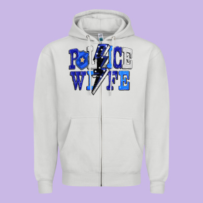 Police Wife Zipper Hoodie Designed By Fadigitalartstudio