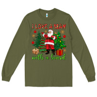 Army Green I love a man with a beard Christmas Long Sleeve Tee - NancyCooperArtShop