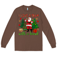 Chestnut I love a man with a beard Christmas Long Sleeve Tee - NancyCooperArtShop