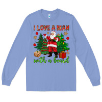 Colony Blue I love a man with a beard Christmas Long Sleeve Tee - NancyCooperArtShop
