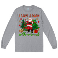 Heather Grey I love a man with a beard Christmas Long Sleeve Tee - NancyCooperArtShop
