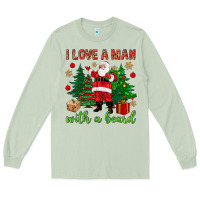 Matcha I love a man with a beard Christmas Long Sleeve Tee - NancyCooperArtShop