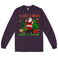 Plum I love a man with a beard Christmas Long Sleeve Tee - NancyCooperArtShop