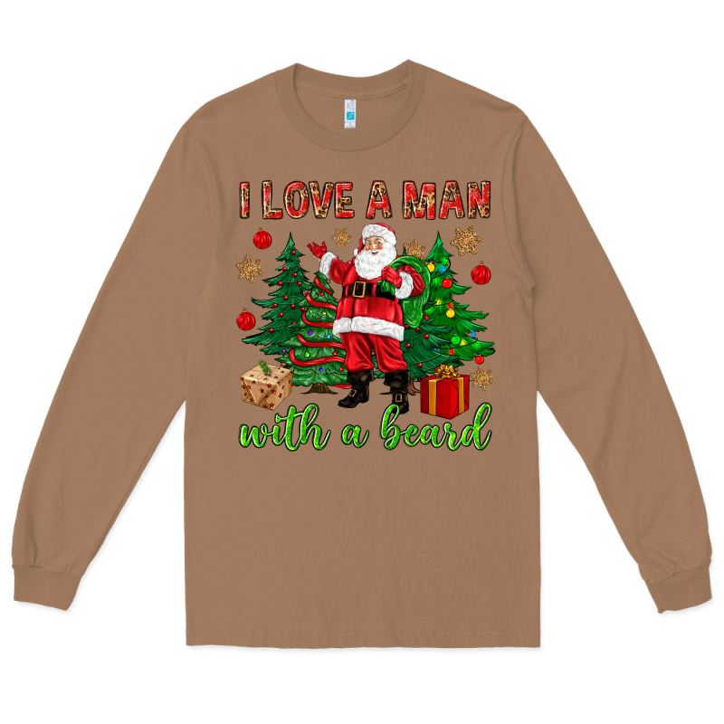 I Love A Man With A Beard Christmas Long Sleeve Tee by NancyCooperArtShop | Teevron
