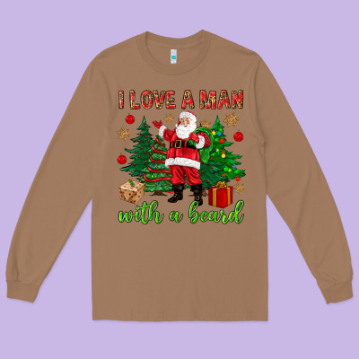 I Love A Man With A Beard Christmas Long Sleeve Tee Designed By Nancycooperartshop