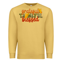 Antique Gold Fall Grateful Thankful Blessed Premium Sweatshirt - LillyAllenDesigns