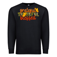 Black Fall Grateful Thankful Blessed Premium Sweatshirt - LillyAllenDesigns