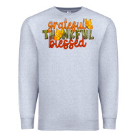 Heather Grey Fall Grateful Thankful Blessed Premium Sweatshirt - LillyAllenDesigns