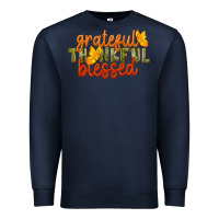 Navy Fall Grateful Thankful Blessed Premium Sweatshirt - LillyAllenDesigns