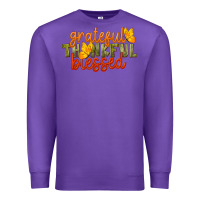 Purple Fall Grateful Thankful Blessed Premium Sweatshirt - LillyAllenDesigns