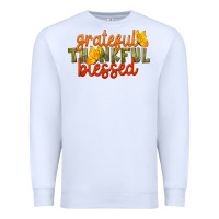 White Fall Grateful Thankful Blessed Premium Sweatshirt - LillyAllenDesigns