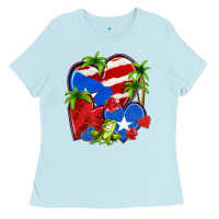 Baby Blue puerto rico hearts Ladies Tee - NancyCooperArtShop