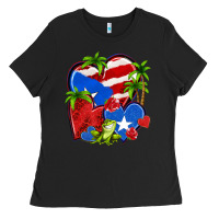 Black puerto rico hearts Ladies Tee - NancyCooperArtShop