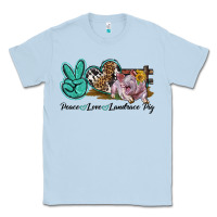 Dusty Blue Peace Love Landrace Pig Classic Tee - LillyAllenDesigns