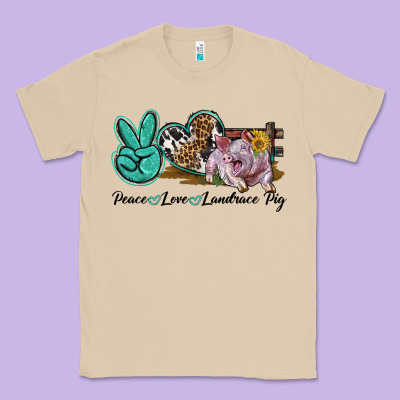 Peace Love Landrace Pig Classic Tee Designed By Lillyallendesigns