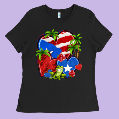 Puerto Rico Hearts Ladies Tee Designed By Nancycooperartshop
