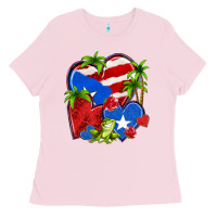 Bubblegum Pink puerto rico hearts Ladies Tee - NancyCooperArtShop