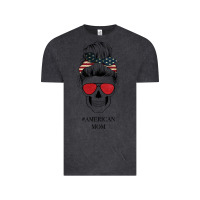 Vintage Black Glitter American Flag Patterned American Mom Skull Vintage Tee - Bettercallsaul