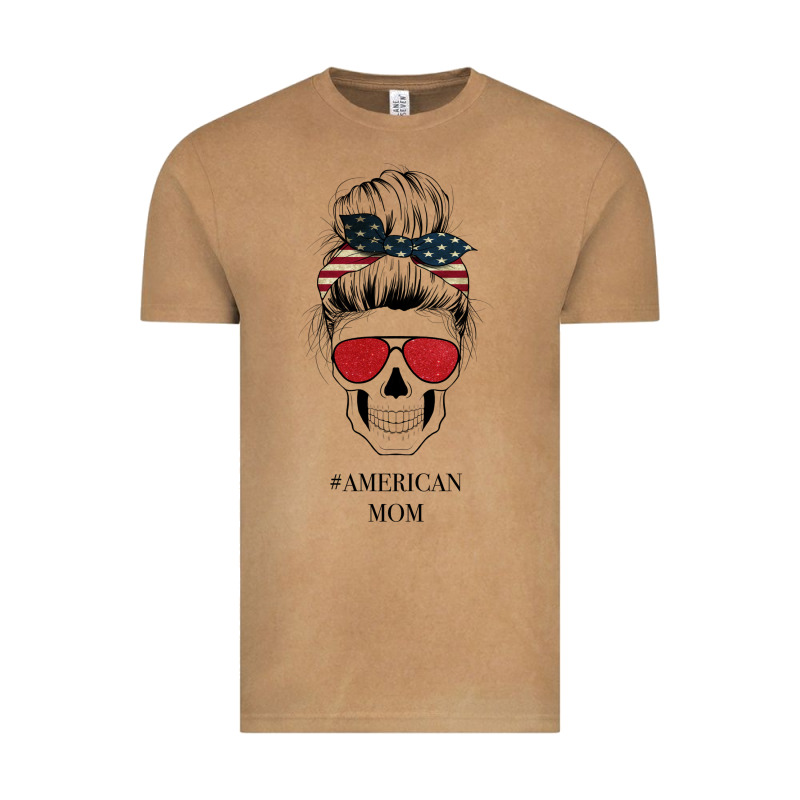 Glitter American Flag Patterned American Mom Skull Vintage Tee by Bettercallsaul | Teevron
