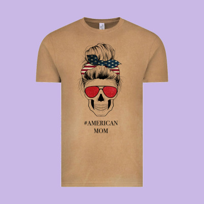 Glitter American Flag Patterned American Mom Skull Vintage Tee Designed By Bettercallsaul