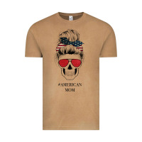 Vintage Camel Glitter American Flag Patterned American Mom Skull Vintage Tee - Bettercallsaul