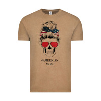 Vintage Coffee Glitter American Flag Patterned American Mom Skull Vintage Tee - Bettercallsaul