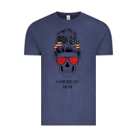 Vintage Denim Glitter American Flag Patterned American Mom Skull Vintage Tee - Bettercallsaul