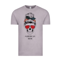 Vintage Zinc Glitter American Flag Patterned American Mom Skull Vintage Tee - Bettercallsaul