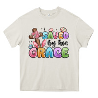 Cream saved by his grace Heavy Core Tee - MaliasSmallBusiness