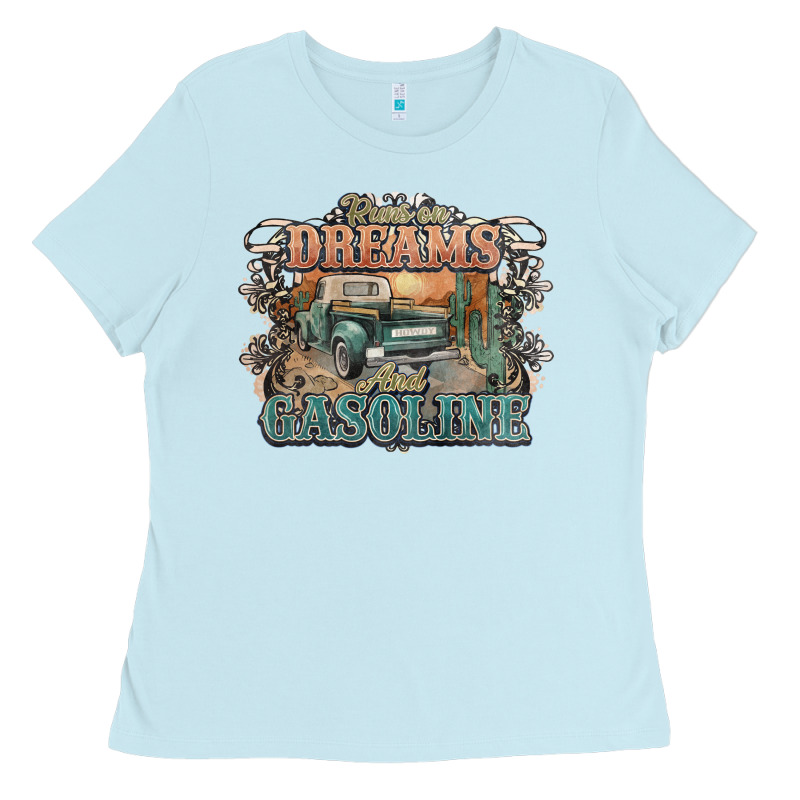 Runs On Dreams And Gasoline Truck Western Ladies Tee by NancyCooperArtShop | Teevron