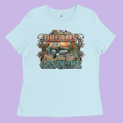 Runs On Dreams And Gasoline Truck Western Ladies Tee Designed By Nancycooperartshop