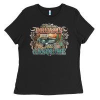 Black runs on dreams and gasoline truck western Ladies Tee - NancyCooperArtShop